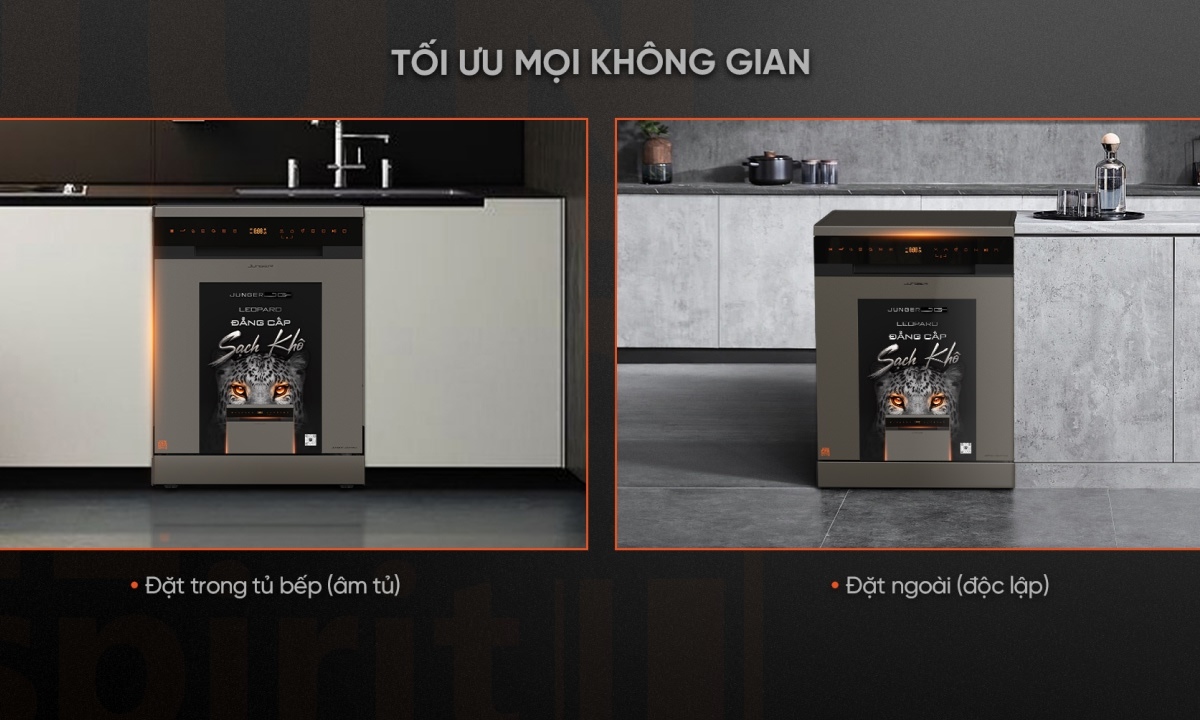 Máy rửa chén Junger 15 bộ LEOPARD-DWJ-163-MS